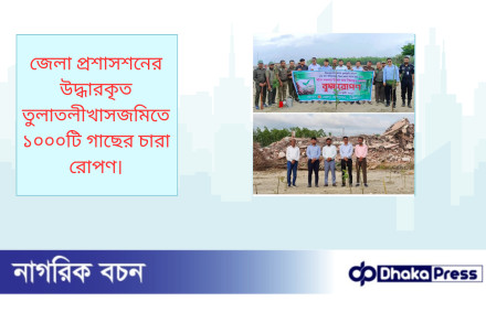 জেলা প্রশাসশনের উদ্ধারকৃত তুলাতলীখাসজমিতে ১০০০টি গাছের চারা রোপণ