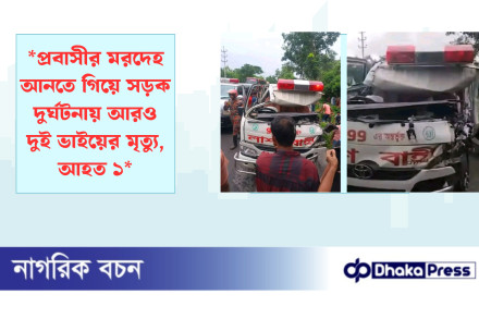 *প্রবাসীর মরদেহ আনতে গিয়ে সড়ক দুর্ঘটনায় আরও দুই ভাইয়ের মৃত্যু, আহত ১*