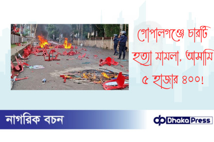 গোপালগঞ্জে চারটি হত্যা মামলা, আসামি ৫ হাজার ৪০০