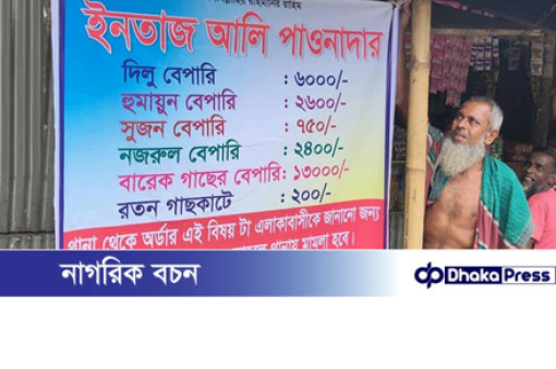 পাওনা টাকা আদায়ে ব্যানার টাঙিয়ে প্রতিবাদ ইনতাজ আলীর