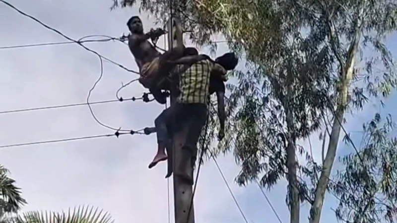 মাদারগঞ্জে বিদ্যুতের খুঁটিতে কাজ করতে গিয়ে ইলেকট্রিশিয়ান গুরুতর আহত