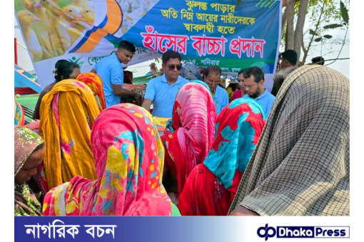 ক্ষতিগ্রস্ত নিম্ন আয়ের মানুষদের স্বাবলম্বী করতে: ২১০০ হাঁসের বাচ্চা দেওয়া হয়